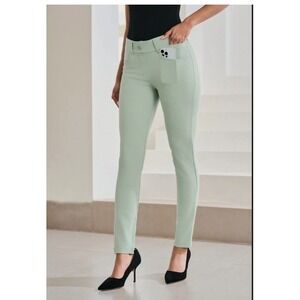 Betabrand Women's‎ Petite 7-Pocket Dress Pant Trousers Muted Mint
